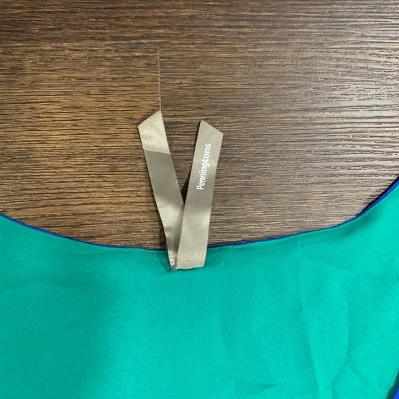 Penningtons Sleeveless Blue Tank Top +Green Lining - Picture 3 of 11